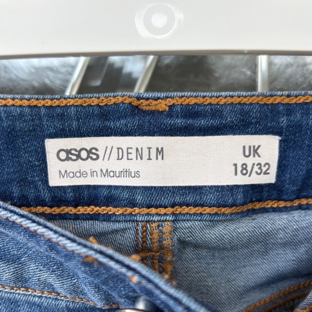 ASOS Denim Womens High Rise Skinny Jeans Blue Medium Wash Size UK 18/32 - Picture 7 of 13